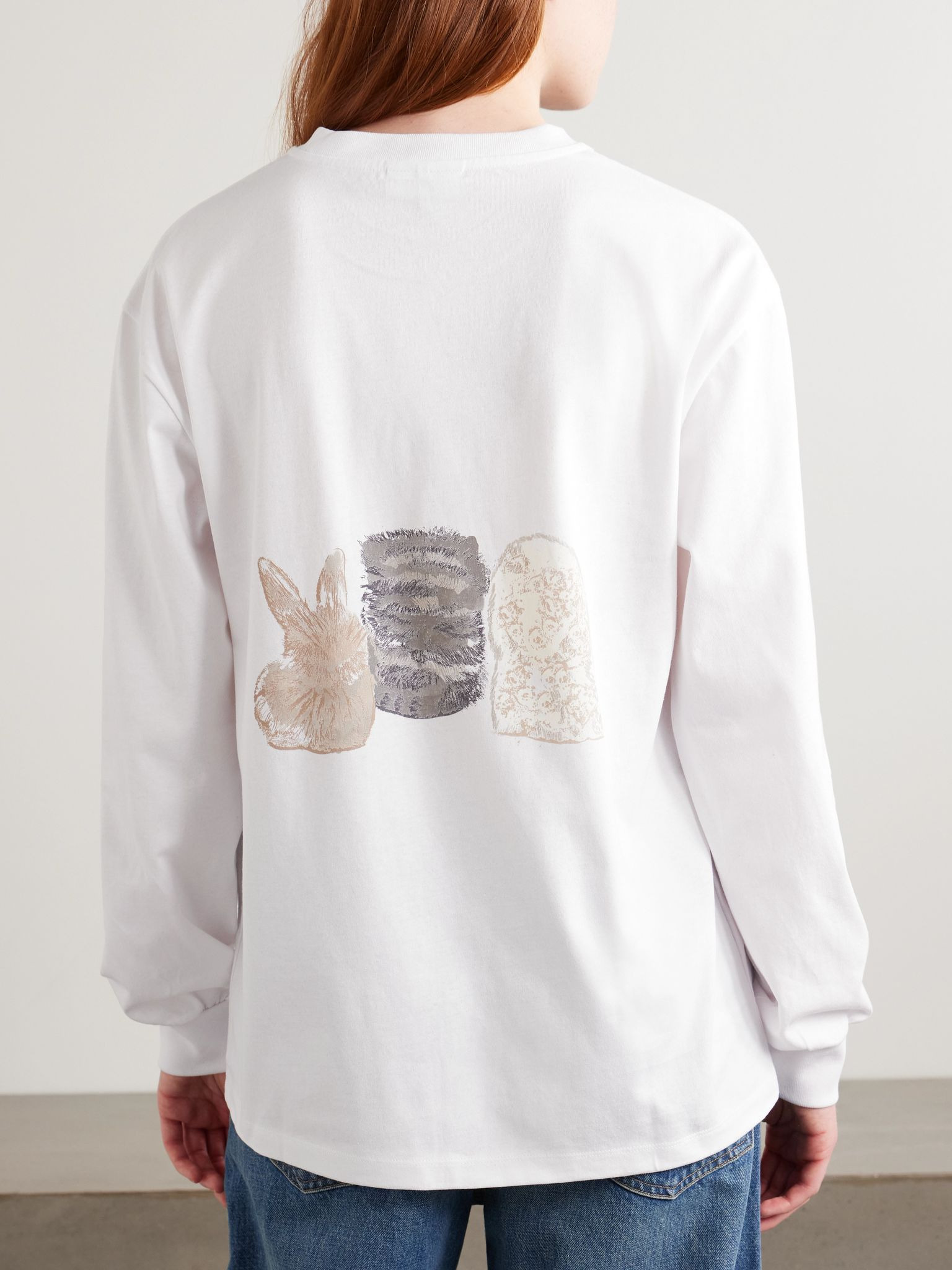 Oversized printed organic and recycled cotton-jersey sweatshirt White - 3