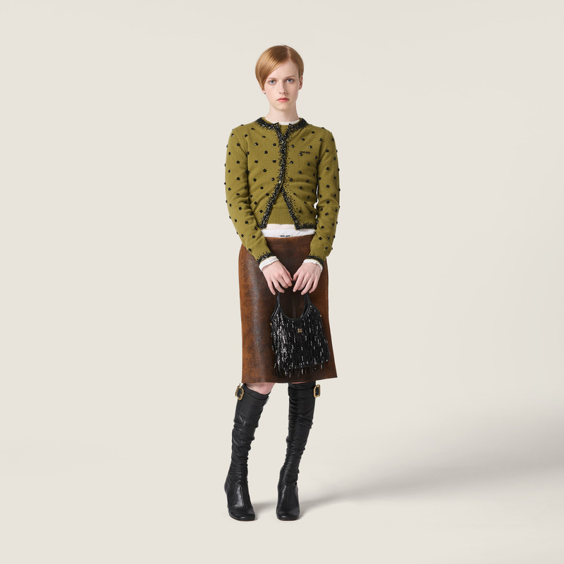 Miu Miu IVY satin handbag with crystal and sequin fringe outlook