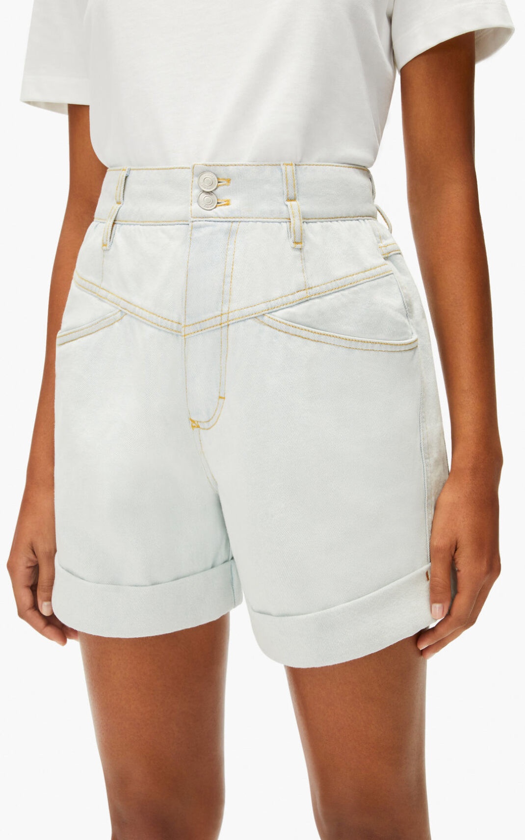 High-waisted organic denim shorts - 4