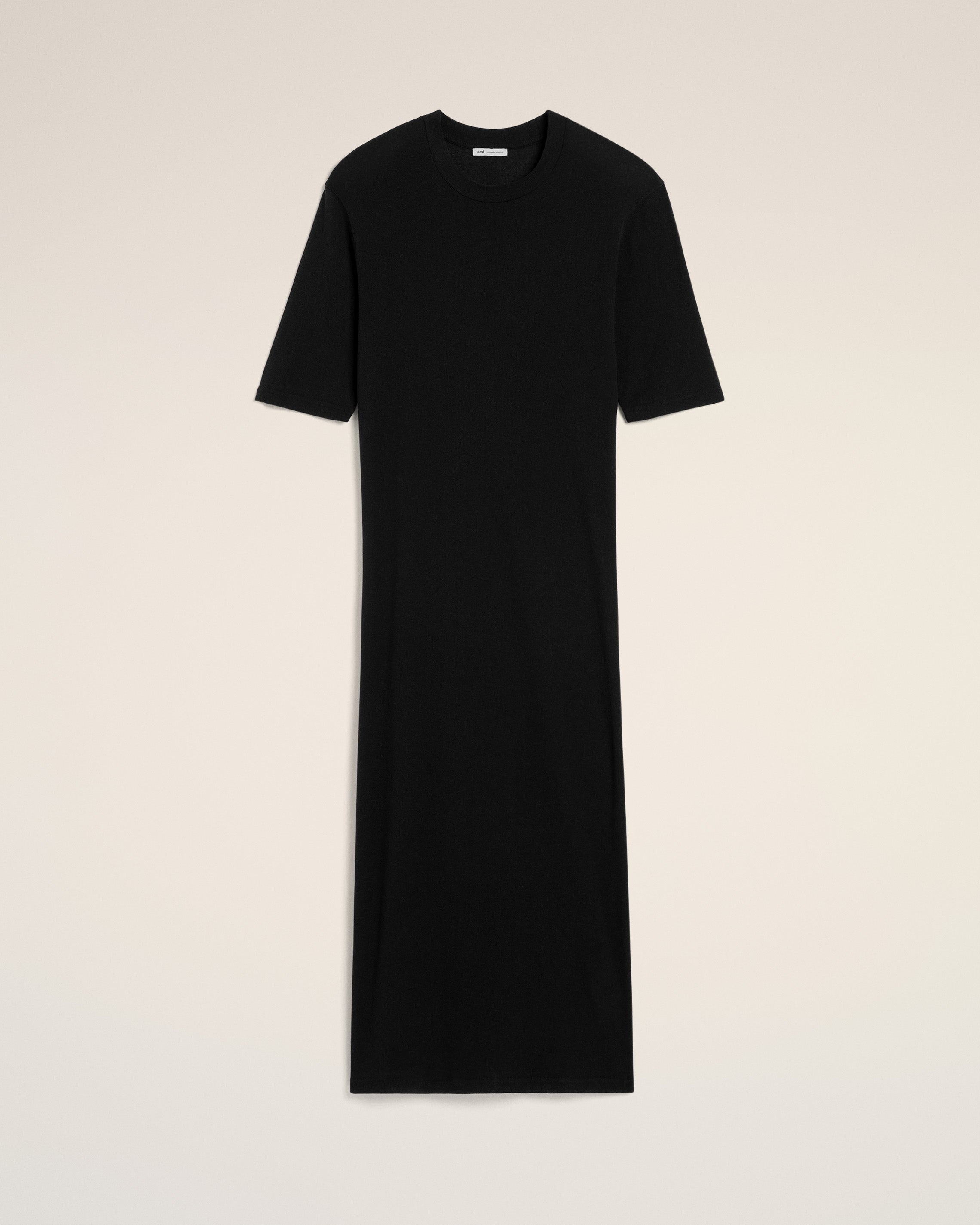BLACK COTTON SHORT SLEEVE MIDI DRESS - 2