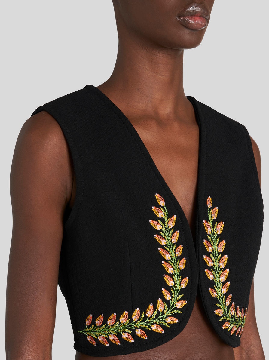 CROPPED WAISTCOAT WITH FOLIAGE EMBROIDERY - 3