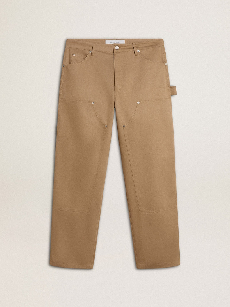 Men's beige pants with patches 1