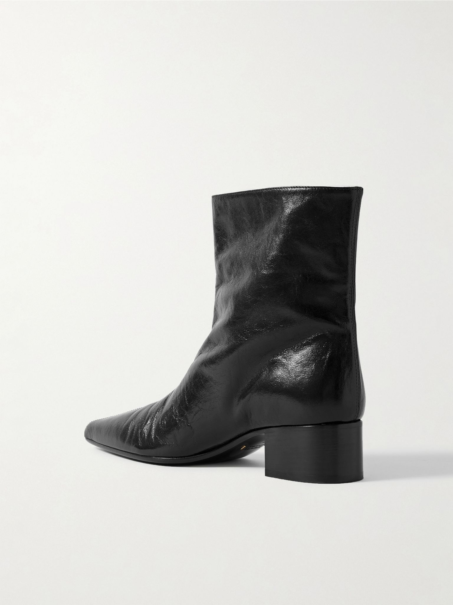 Andee crinkled-leather ankle boots Black - 3
