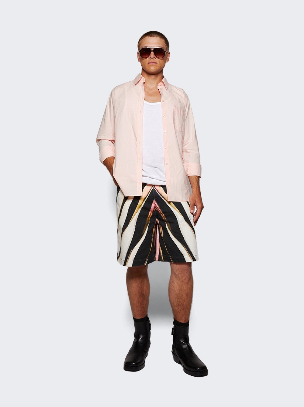 Ray Of Sea Print Denim Shorts Pink - 5