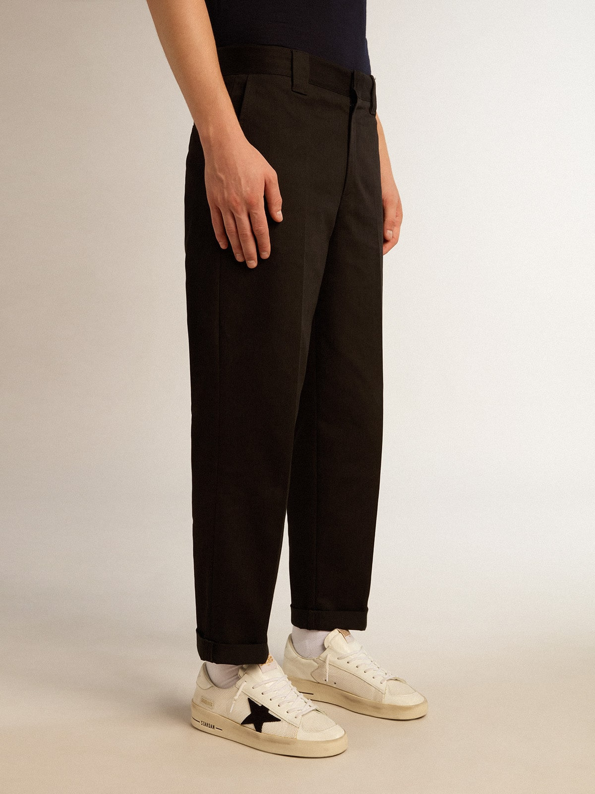 Men's black cotton chinos - 2
