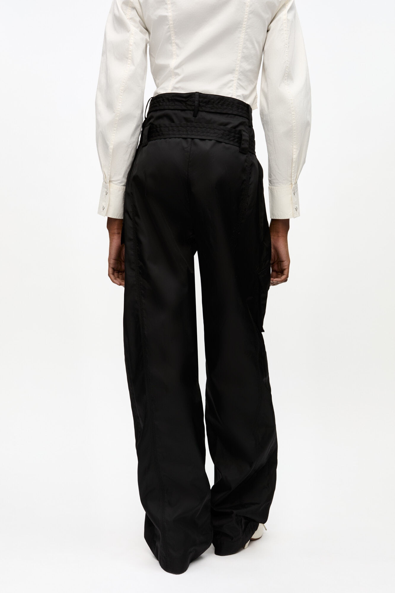 BLACK DUCHESSE NYLON POCKET PANTS - 4