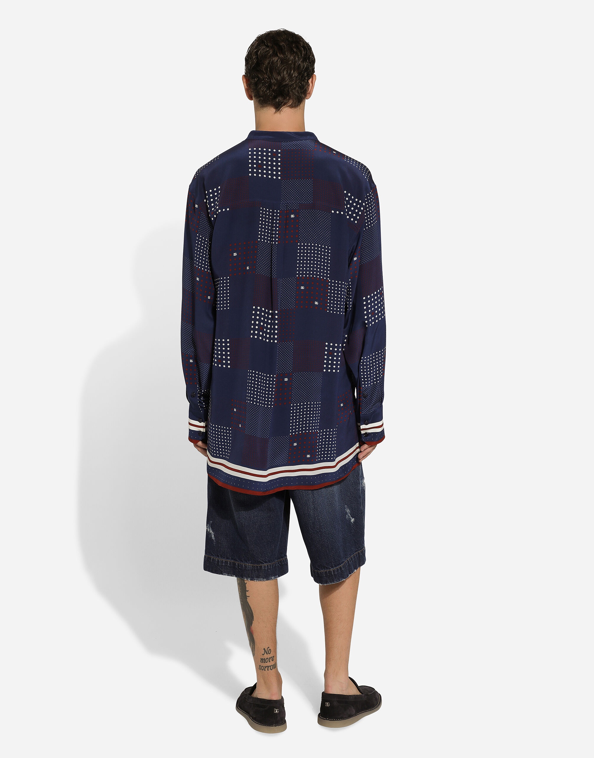 Printed silk shirt with Mandarin collar - 3