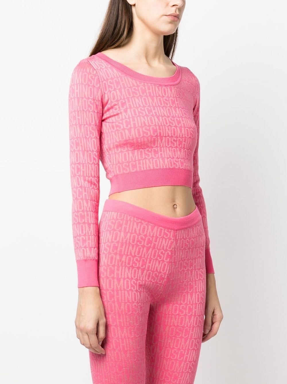 monogram-print cropped jumper - 3