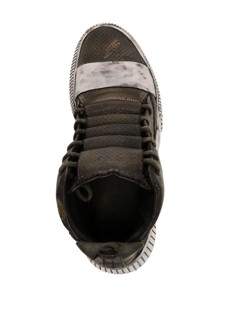 distressed high-top leather sneakers - 4