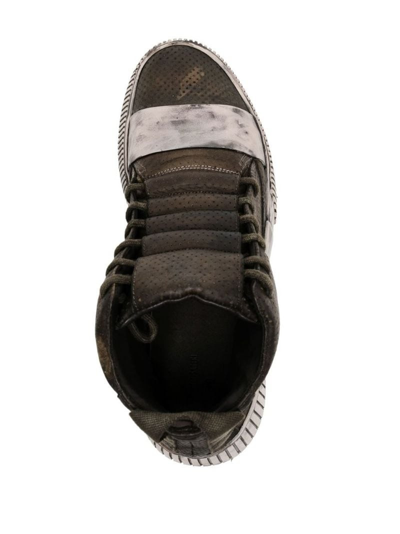 distressed high-top leather sneakers 4