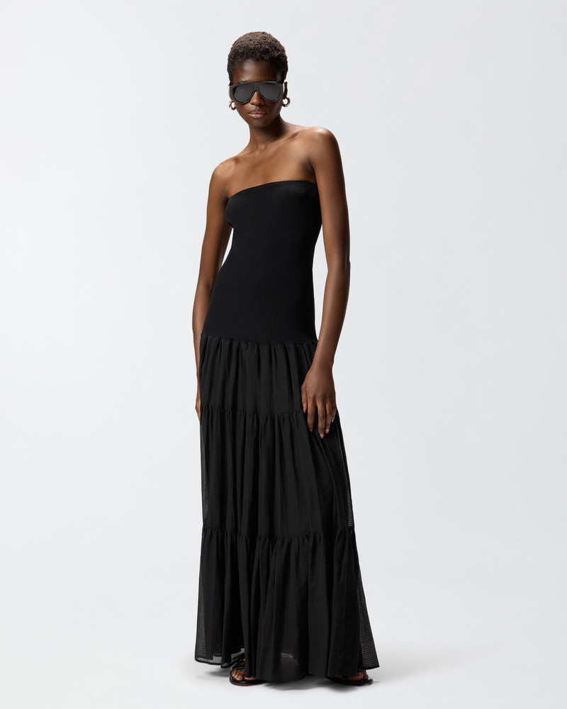LONG DRESS WITH RIBBED TOP AND FLOUNCED SKIRT 4