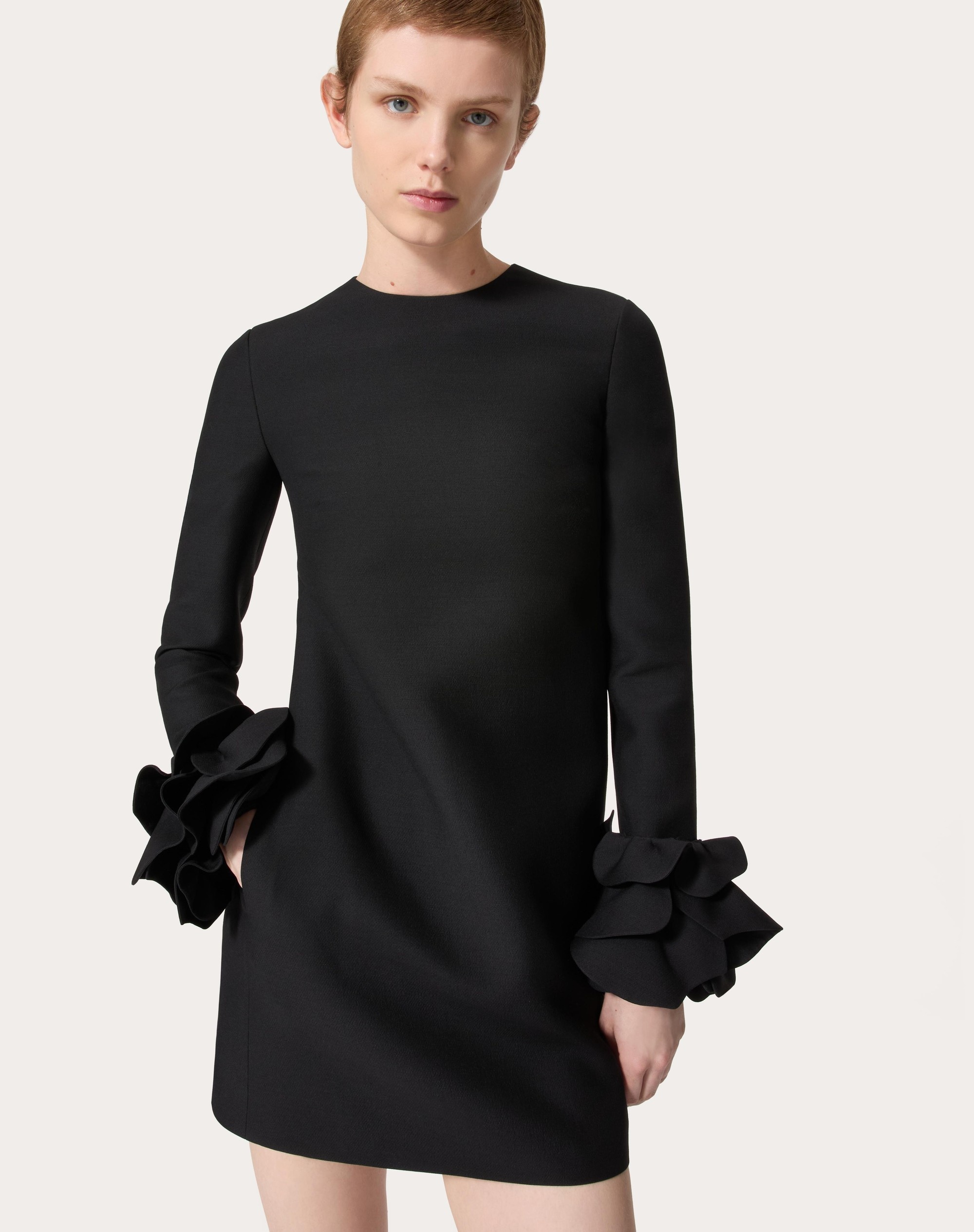 Valentino EMBROIDERED CREPE COUTURE SHORT DRESS - 5B0VAEH01CF_0NO |  REVERSIBLE