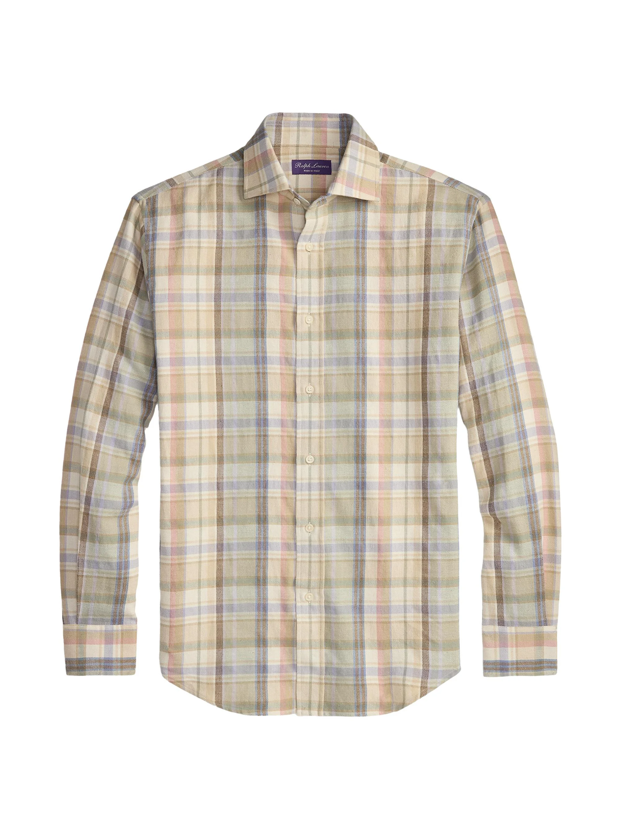 Men's Plaid Hemp-Cotton Shirt - Cream Multi - 1