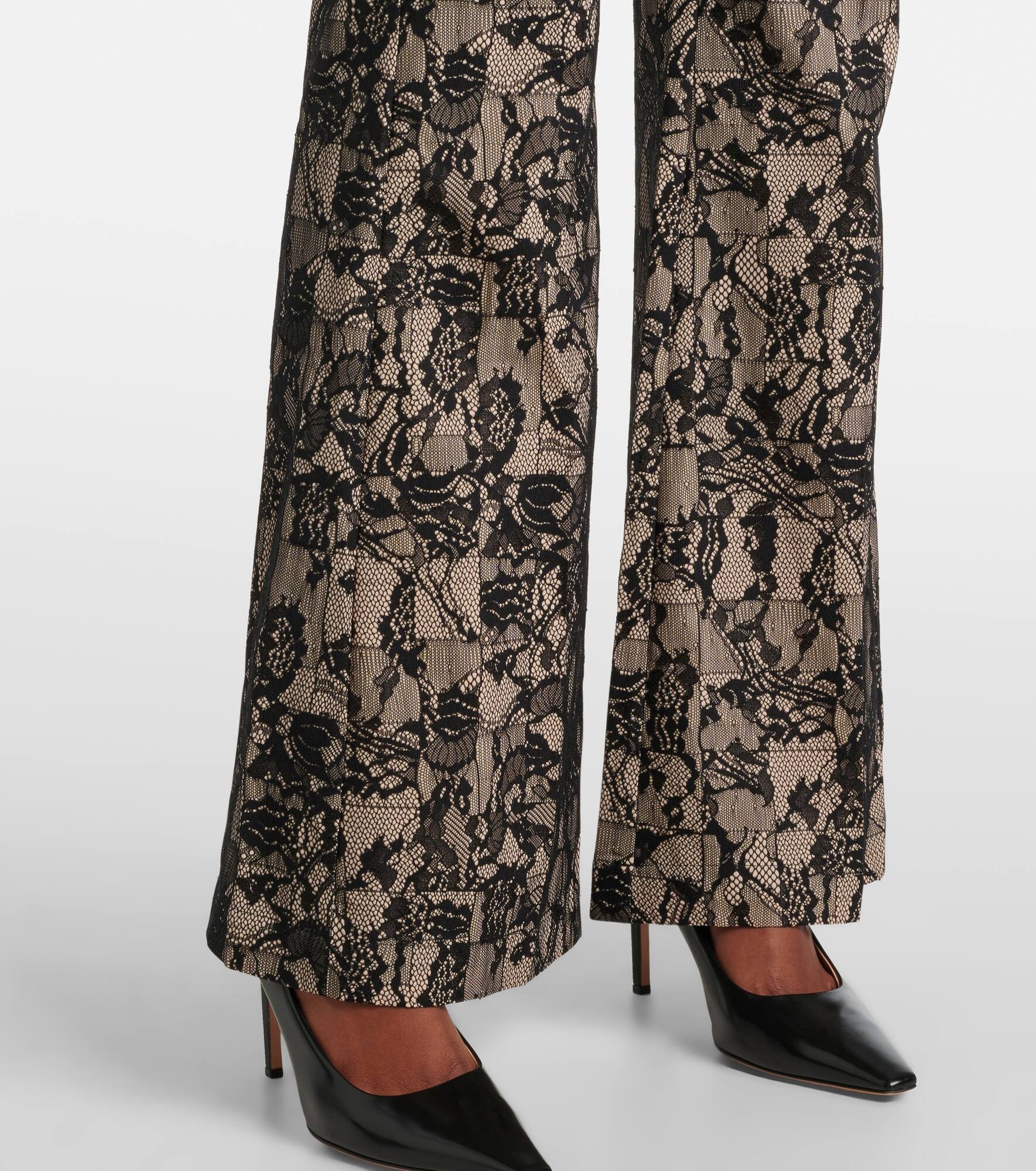 Tokyo patchwork lace flared pants - 5
