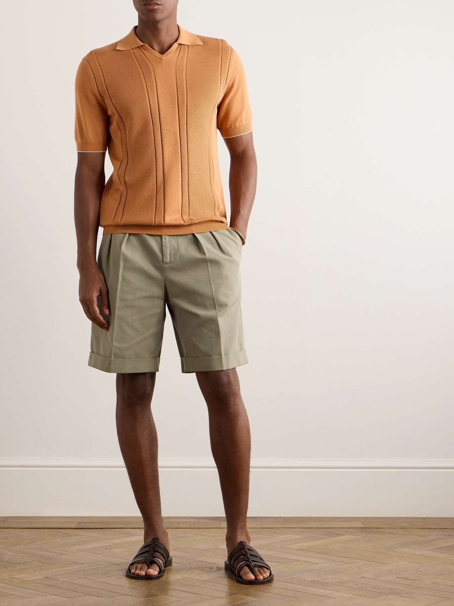 Straight-Leg Pleated Garment-Dyed Cotton-Twill Shorts - 2