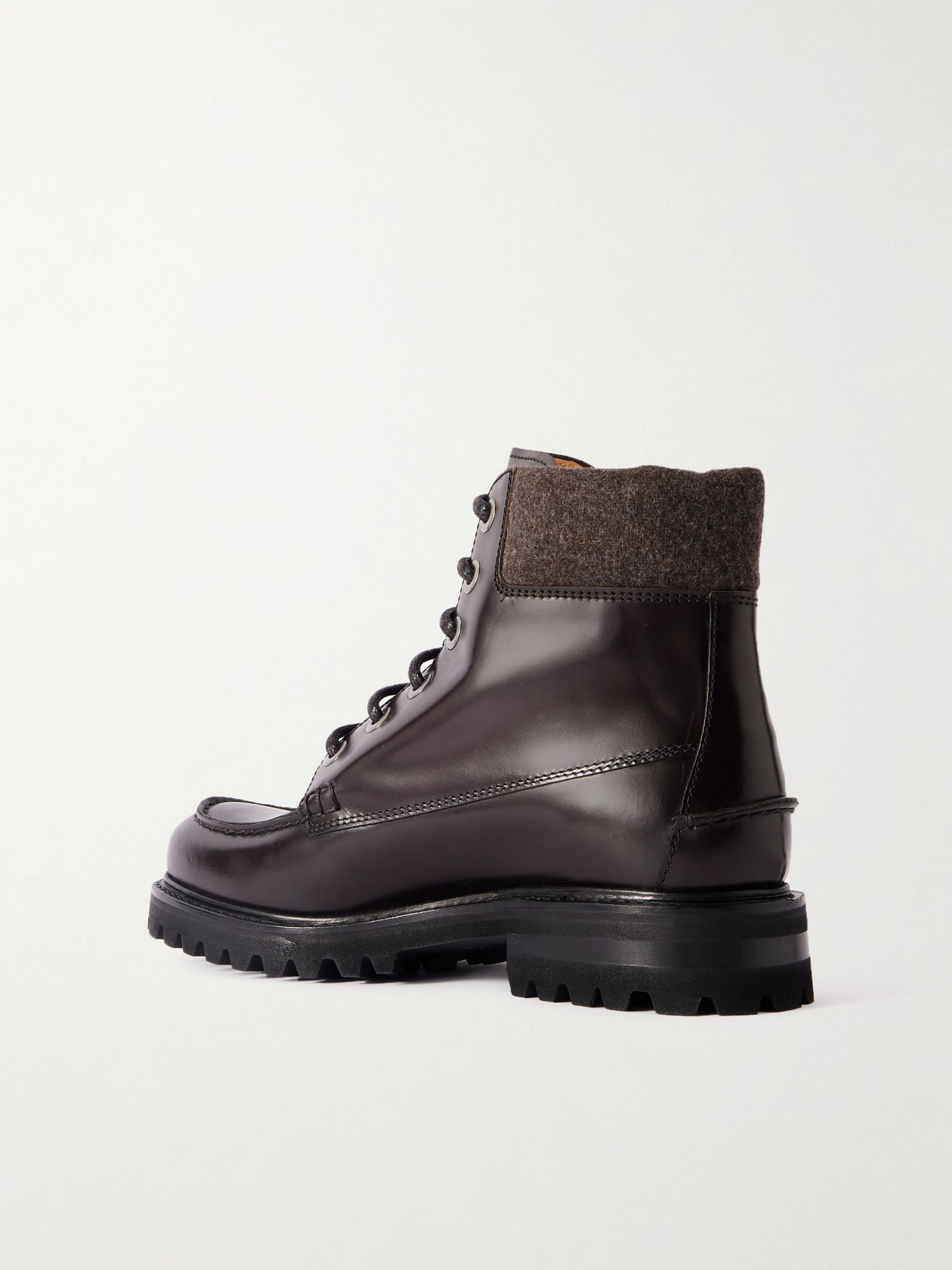 Padstow Glossed-Leather Boots Dark brown - 4