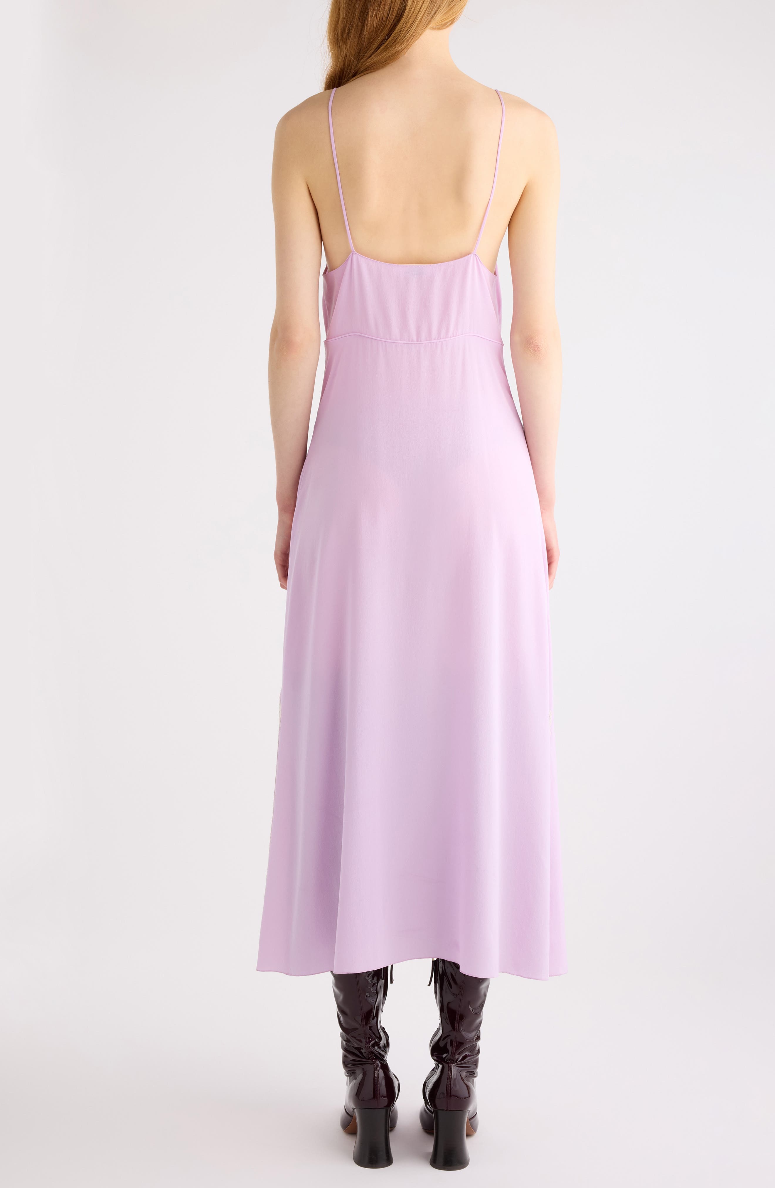 Chloé Lace Trim Organic Silk Crêpe de Chine Slipdress in Creamy Lilac at Nordstrom - 3