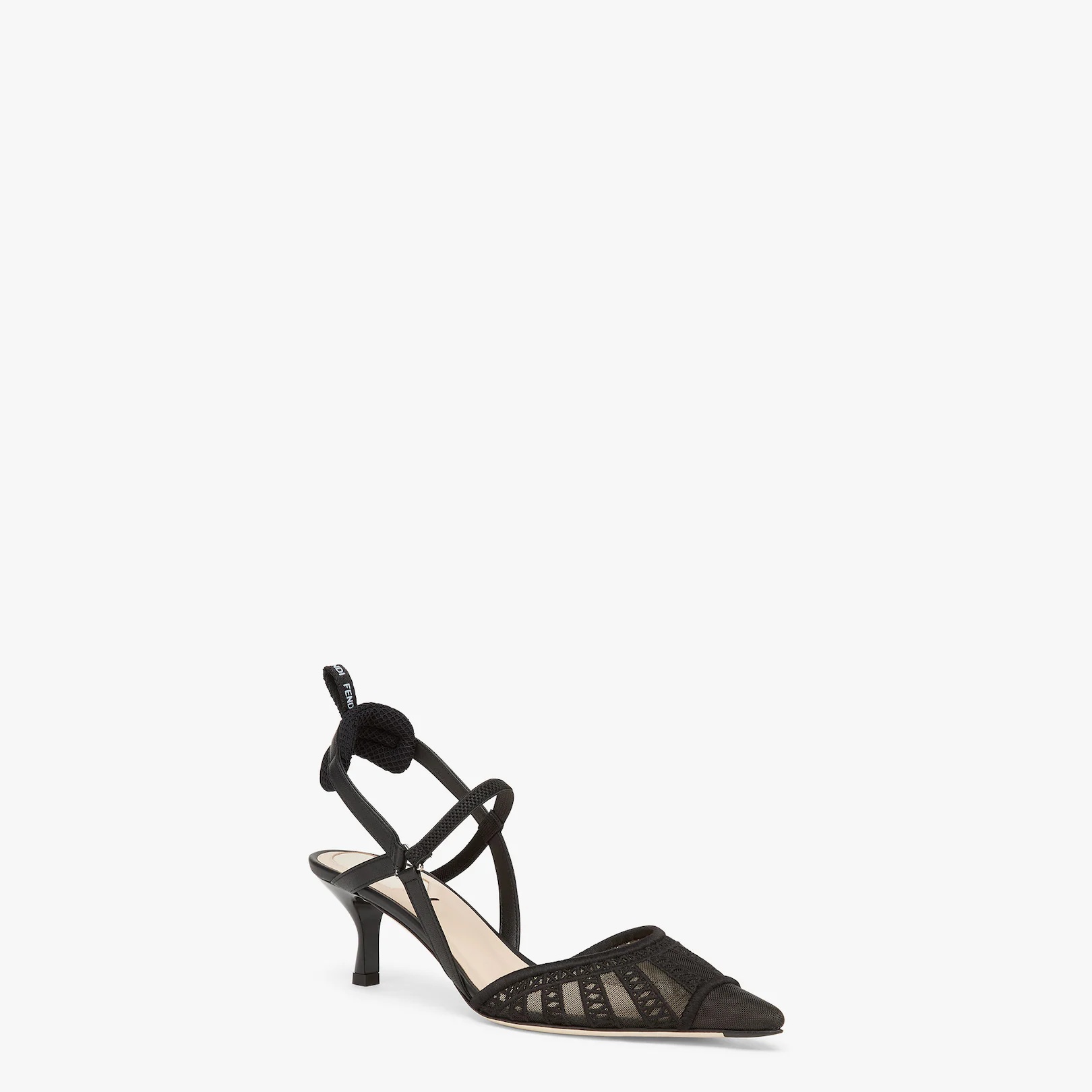 Black micromesh slingbacks with a medium heel - 2