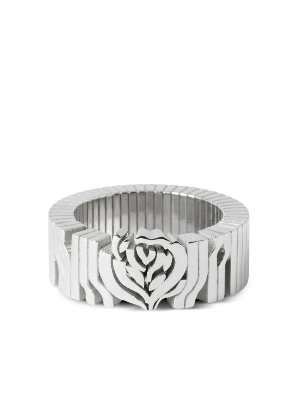 rose-motif engraved ring - 1