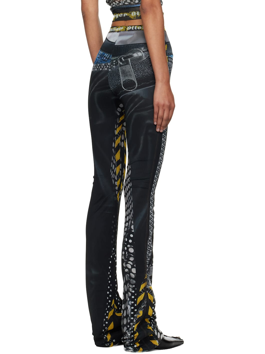 Black & Off-White Mesh Lounge Pants - 3