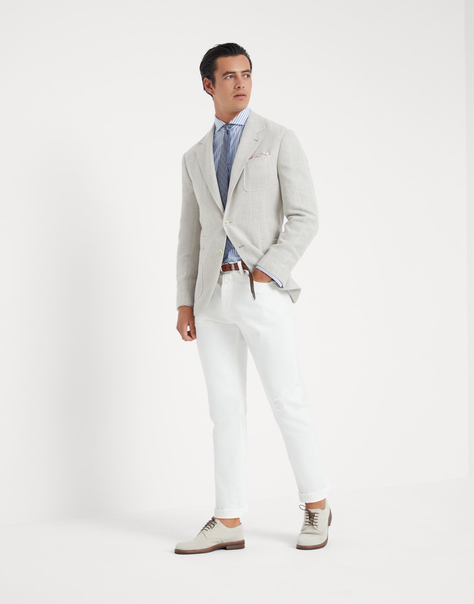 Striped slim fit shirt with spread collar - 5