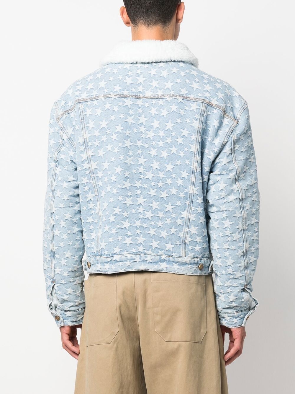 star-jacquard denim jacket - 5