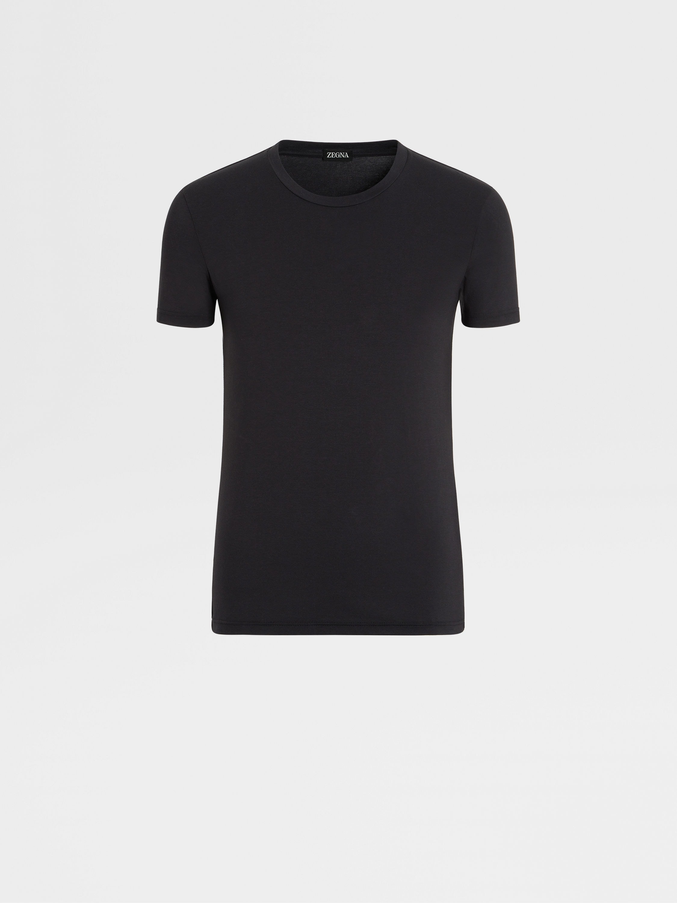 BLACK STRETCH COTTON T-SHIRT - 1