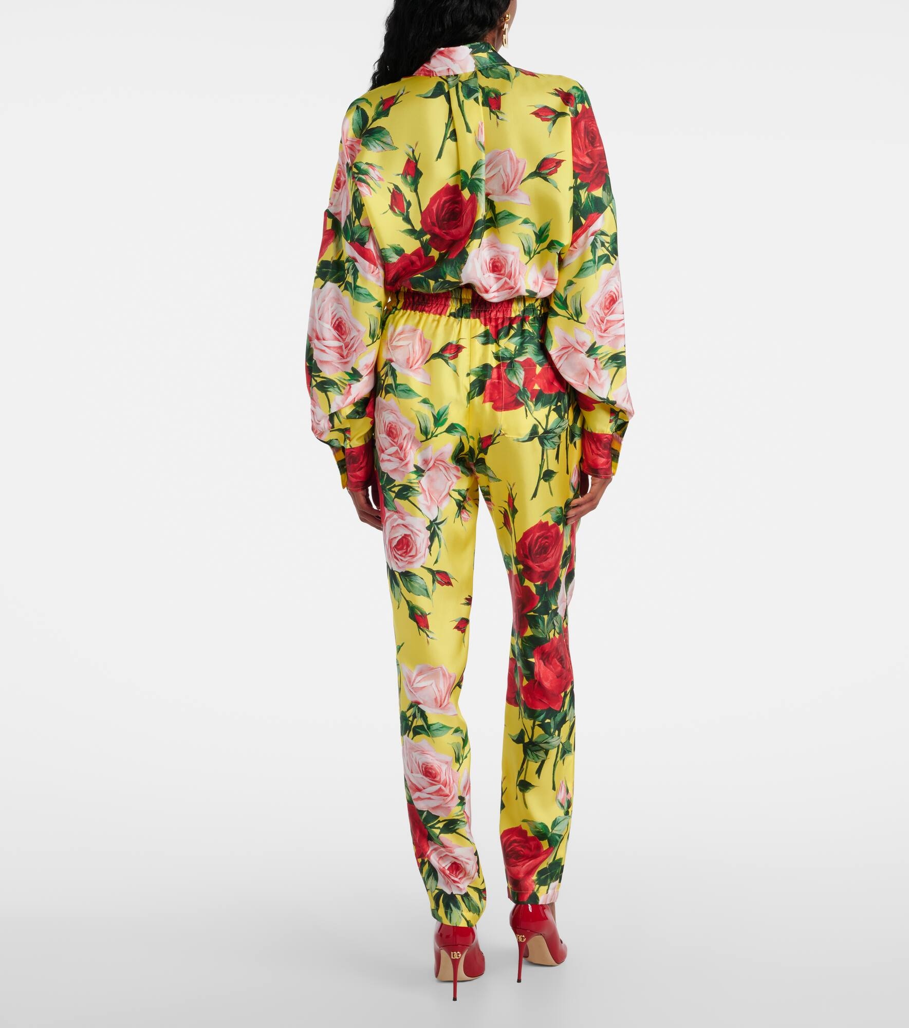 Floral silk straight pants - 3