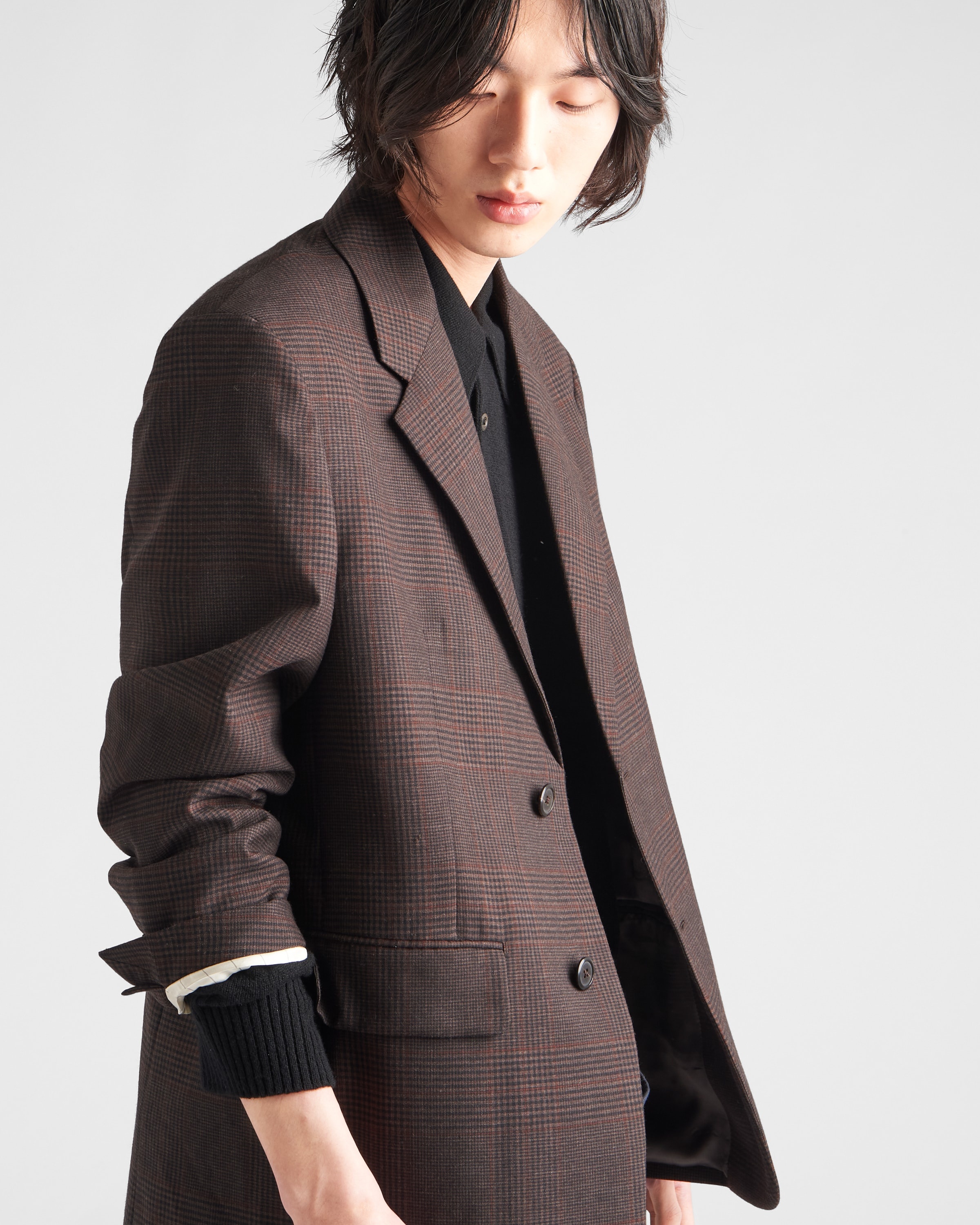ジャケット Prada Single-Breasted Prince Of Wales Wool Jacket Prada Single Breasted Wool Coat | Saks Fifth Avenue