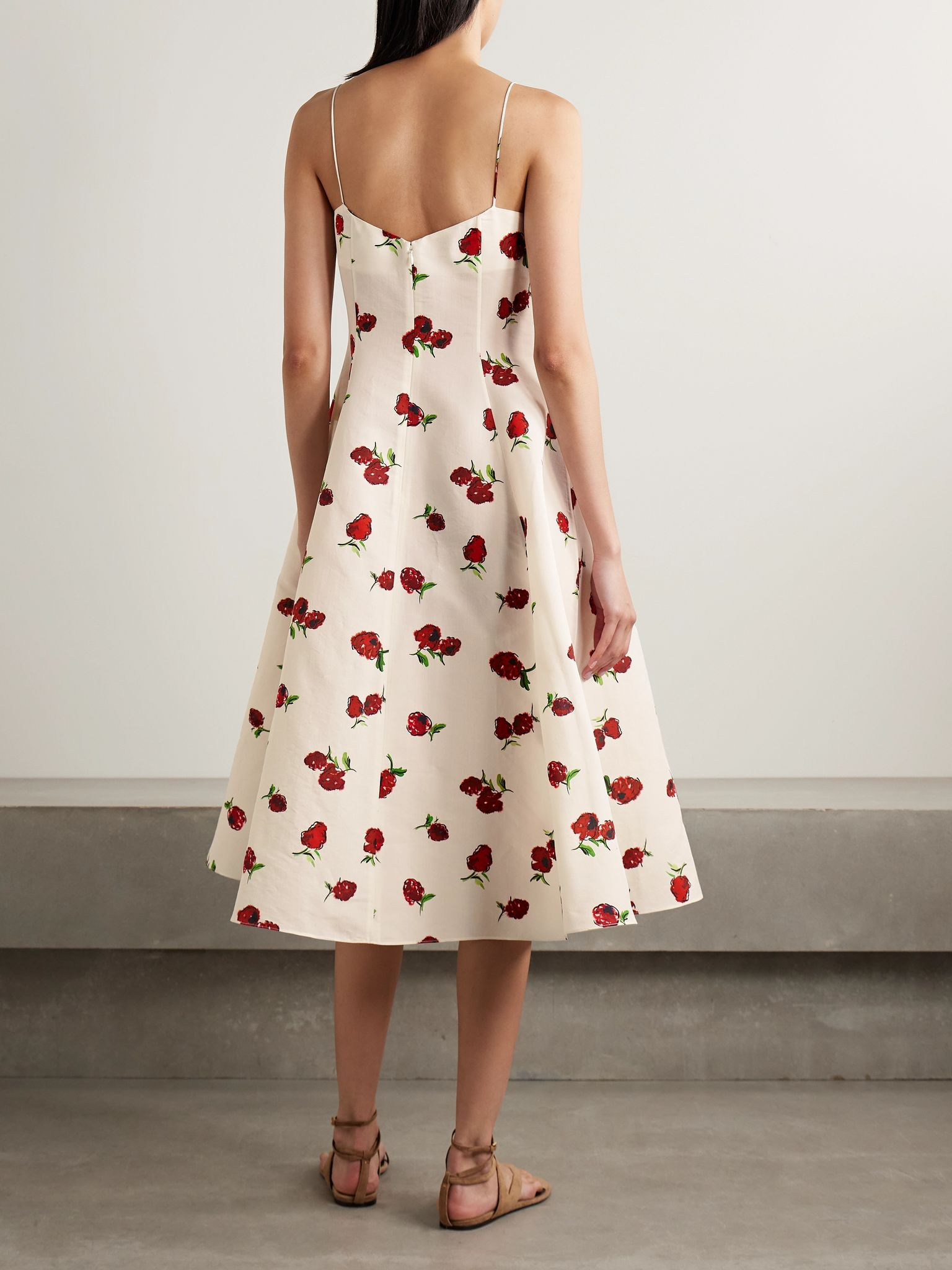 Isabella printed cotton-poplin midi dress Ecru - 3