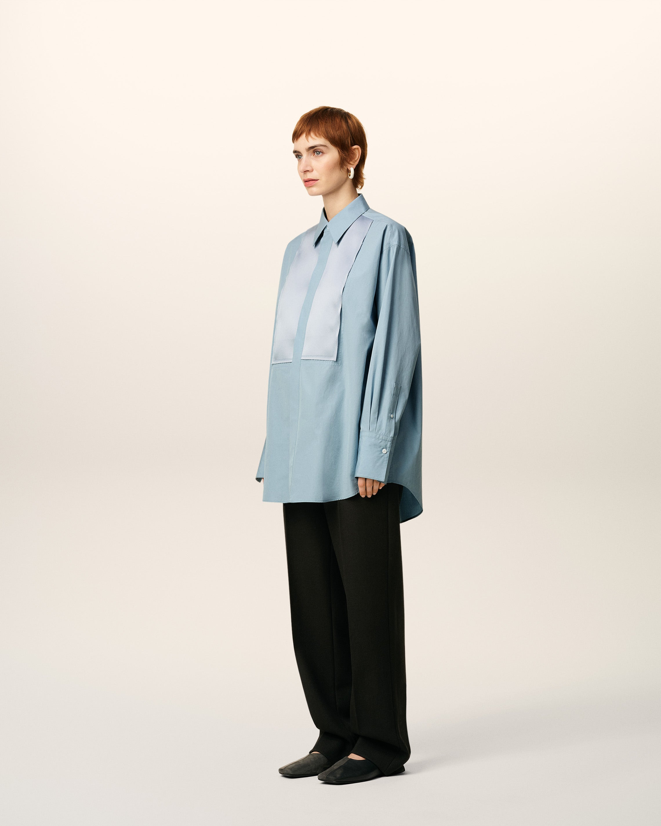 BLUE COTTON OVERSIZED SHIRT - 6