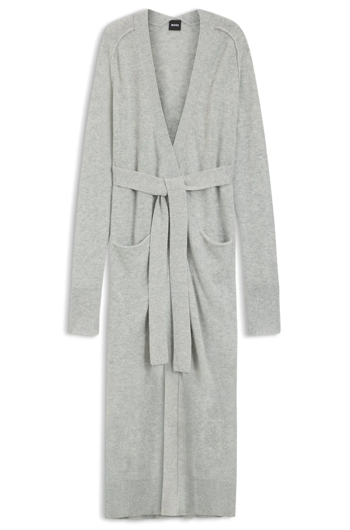 MELANGE-CASHMERE CARDIGAN WITH BELT - 1