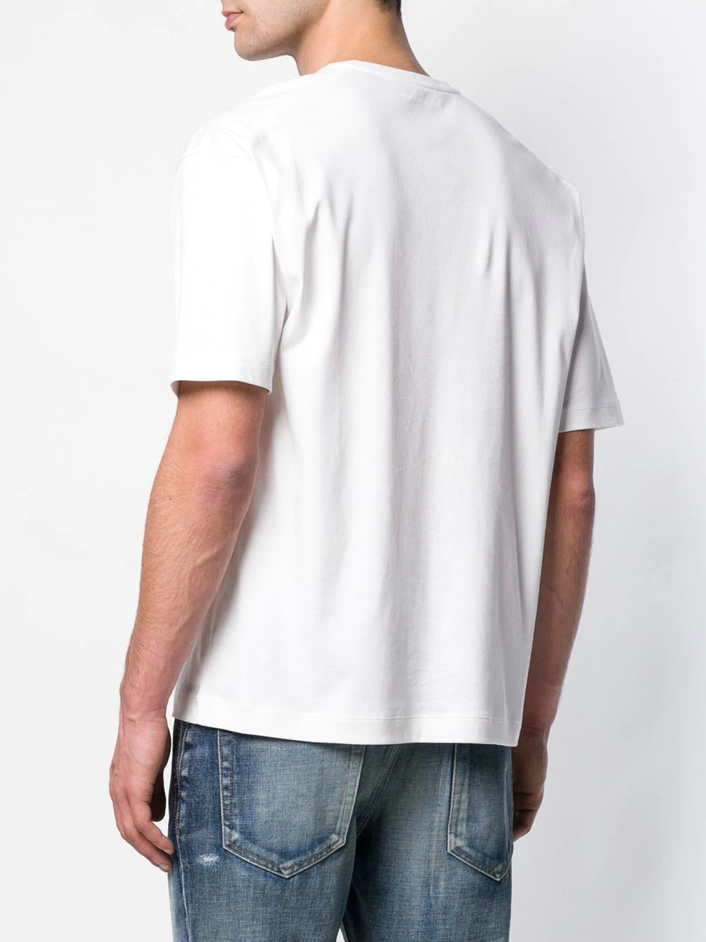 White Cotton V-Neck T-Shirt | GCS-026 - 4