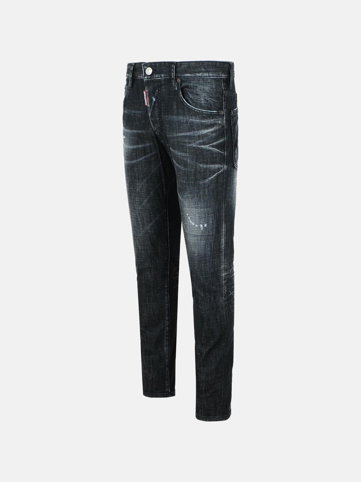 'SKATER WASHED' BLACK COTTON JEANS - 2