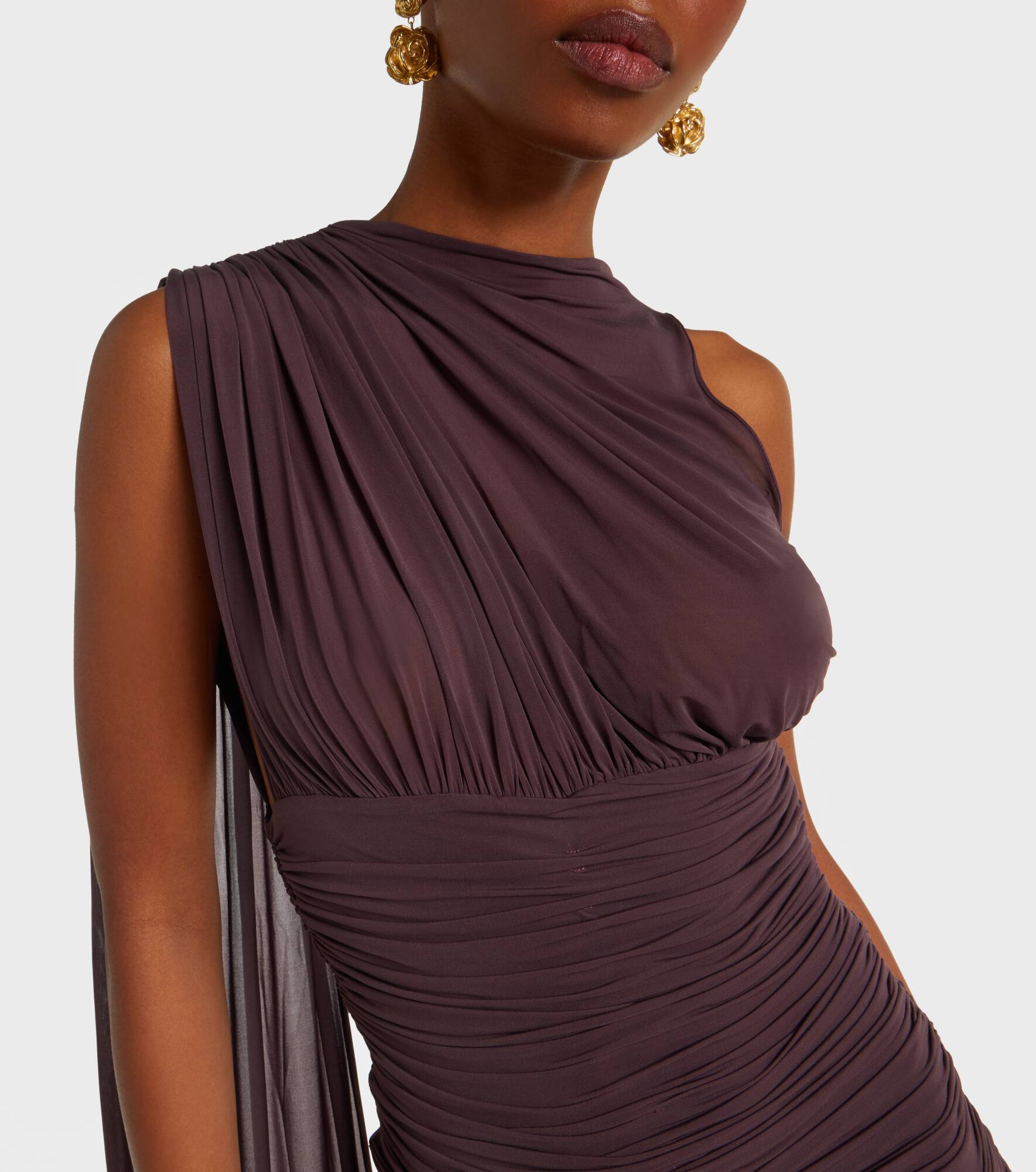 Draped sheer midi dress - 4