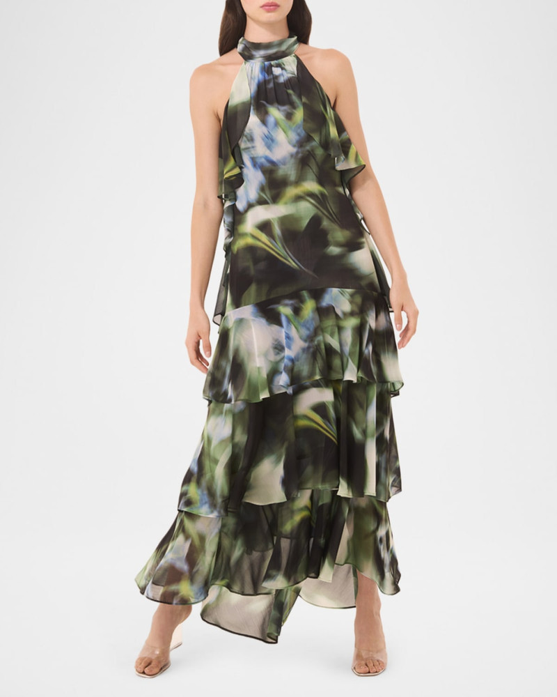 MISA Calissa Ruffled Chiffon High-Low Dress outlook
