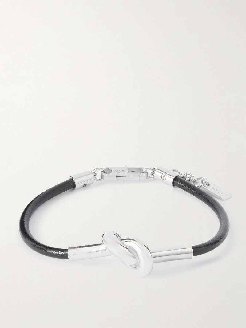 Knot Silver-Tone and Leather Bracelet Black - 1