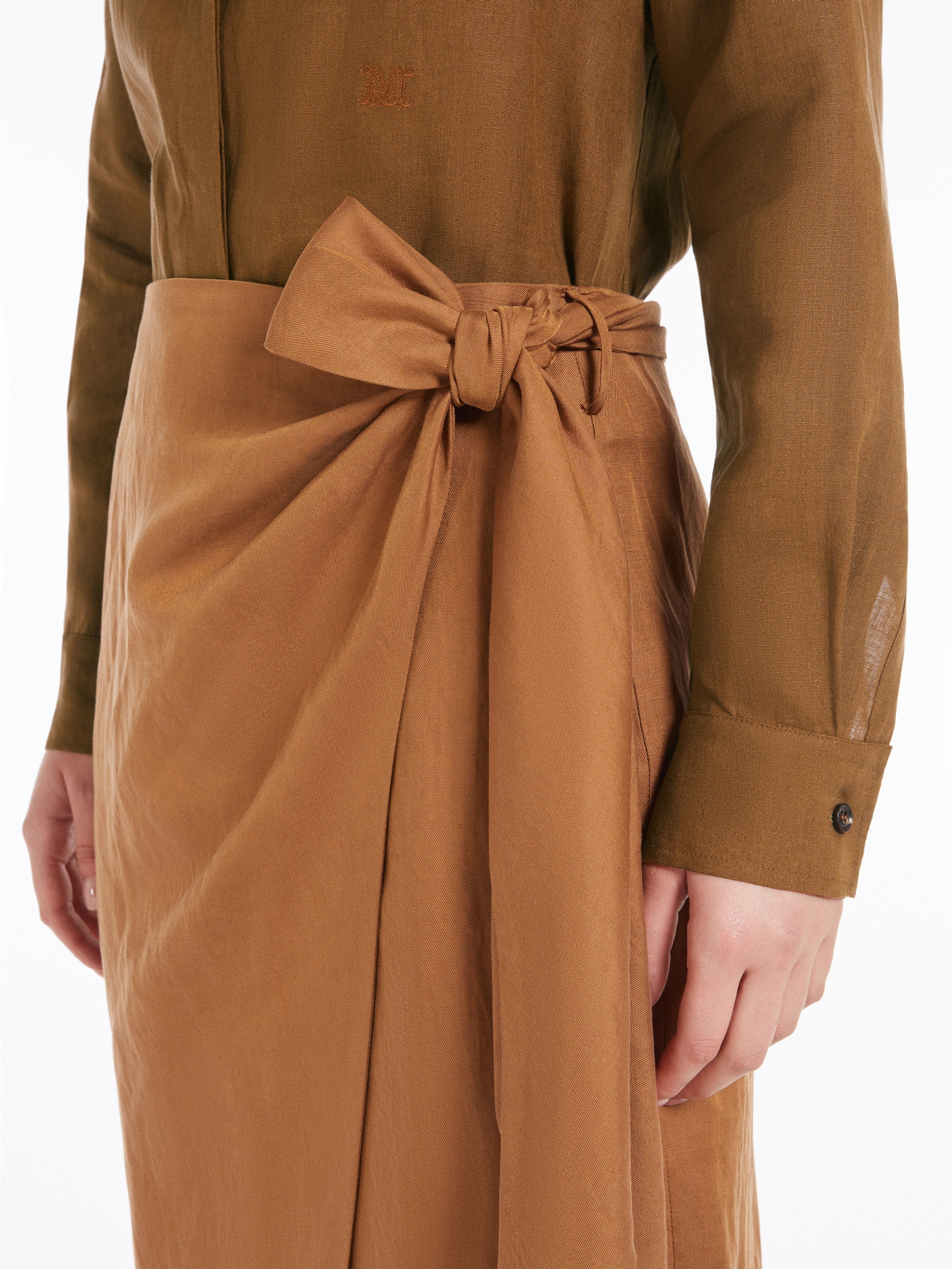 TEQUILA Linen and silk twill skirt - 5