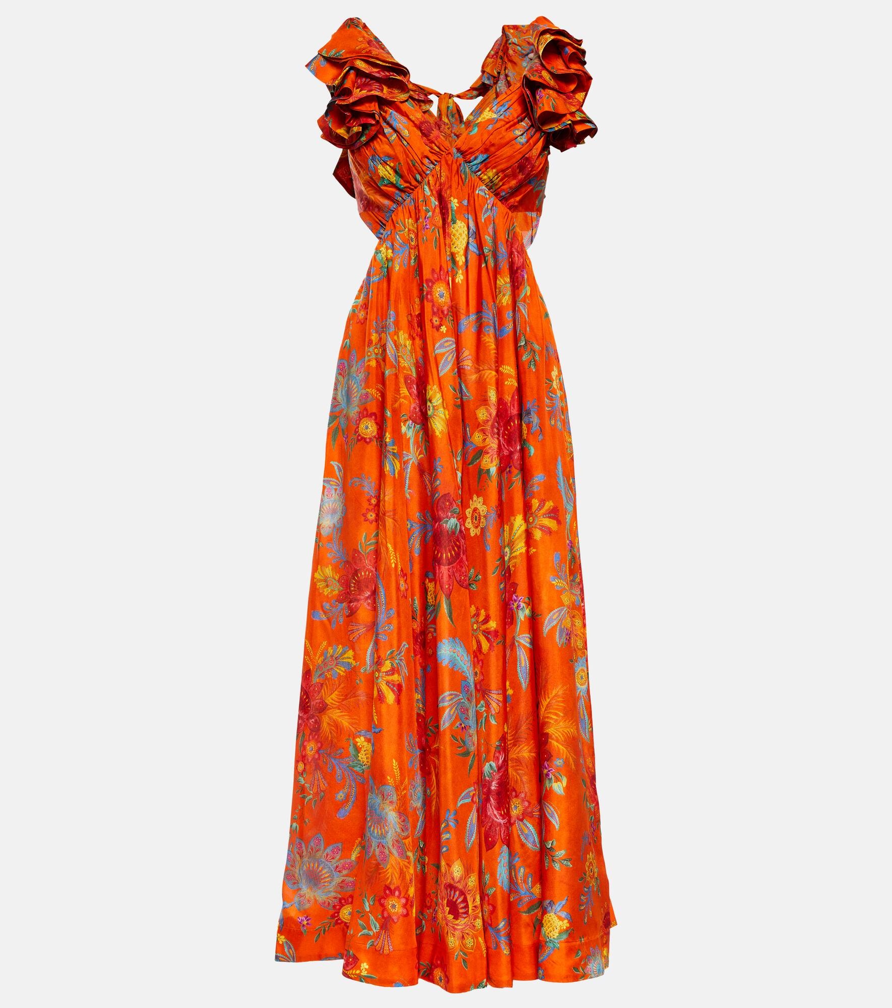 Floral silk maxi dress - 1
