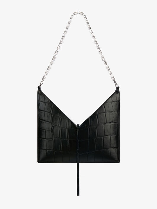 LARGE CUT OUT BAG IN CROCODILE EFFECT LEATHER WITH CHAIN - 3