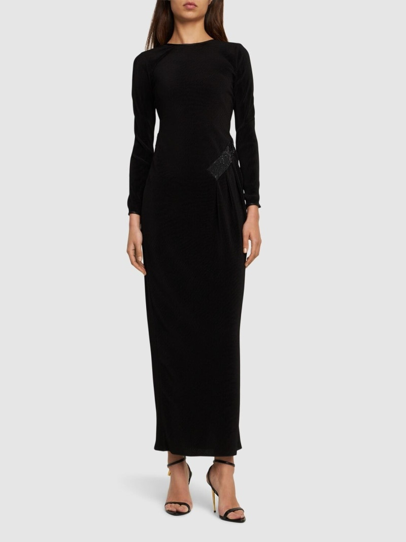 GIORGIO ARMANI Vertical plissé jersey long dress outlook