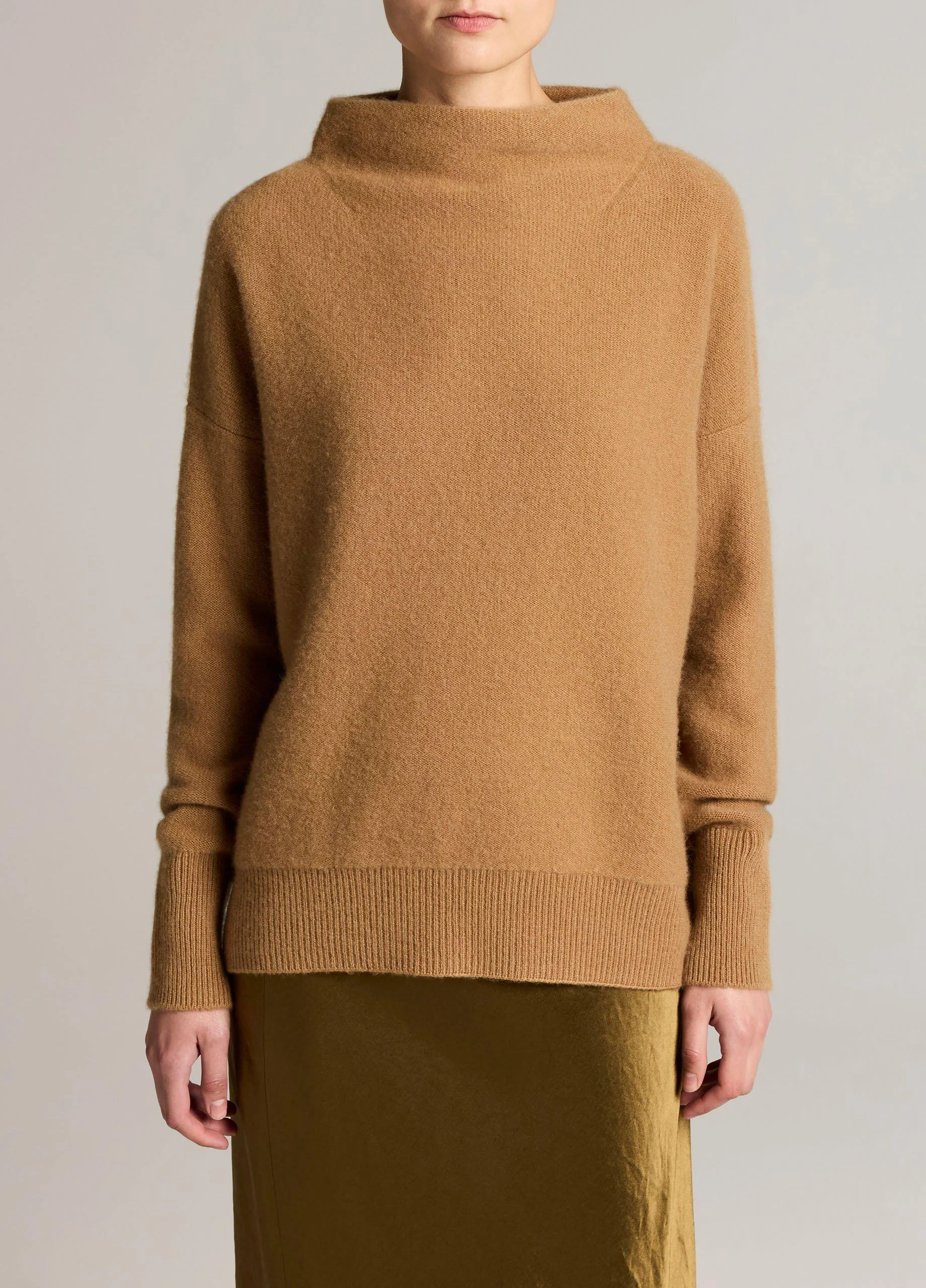 Plush Cashmere Funnel-Neck Sweater - 1