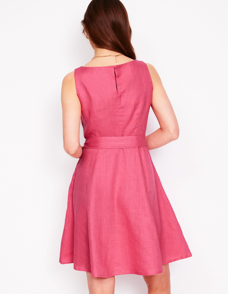 Anya Sleeveless Linen Dress-Rose Pink 4