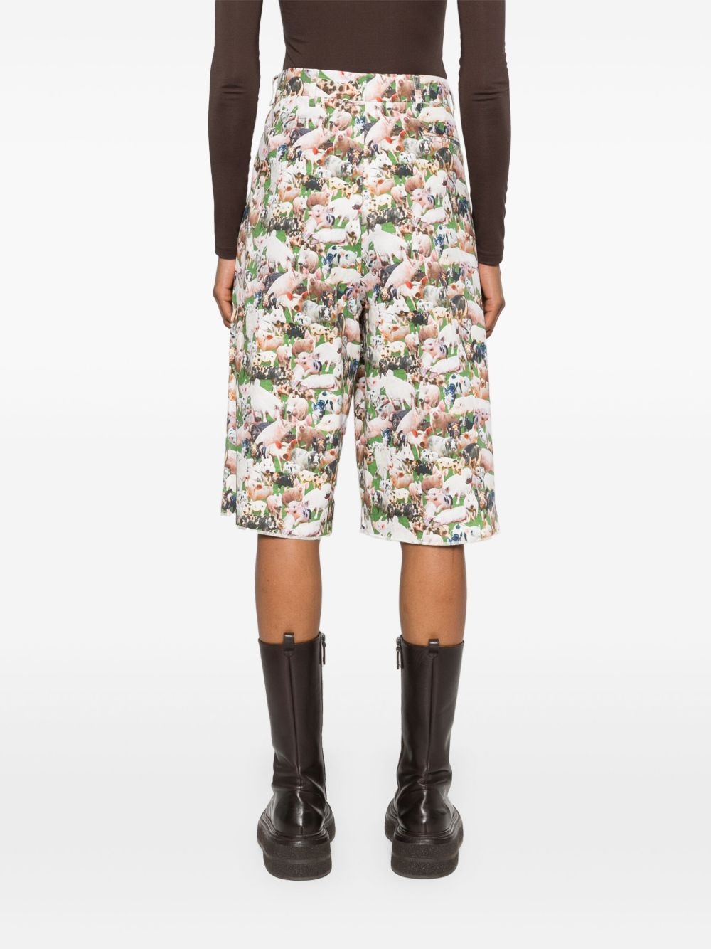 pigs-print pleated shorts - 4