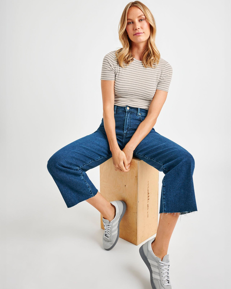 Splendid Cropped Wide Leg Raw Hem Jean outlook