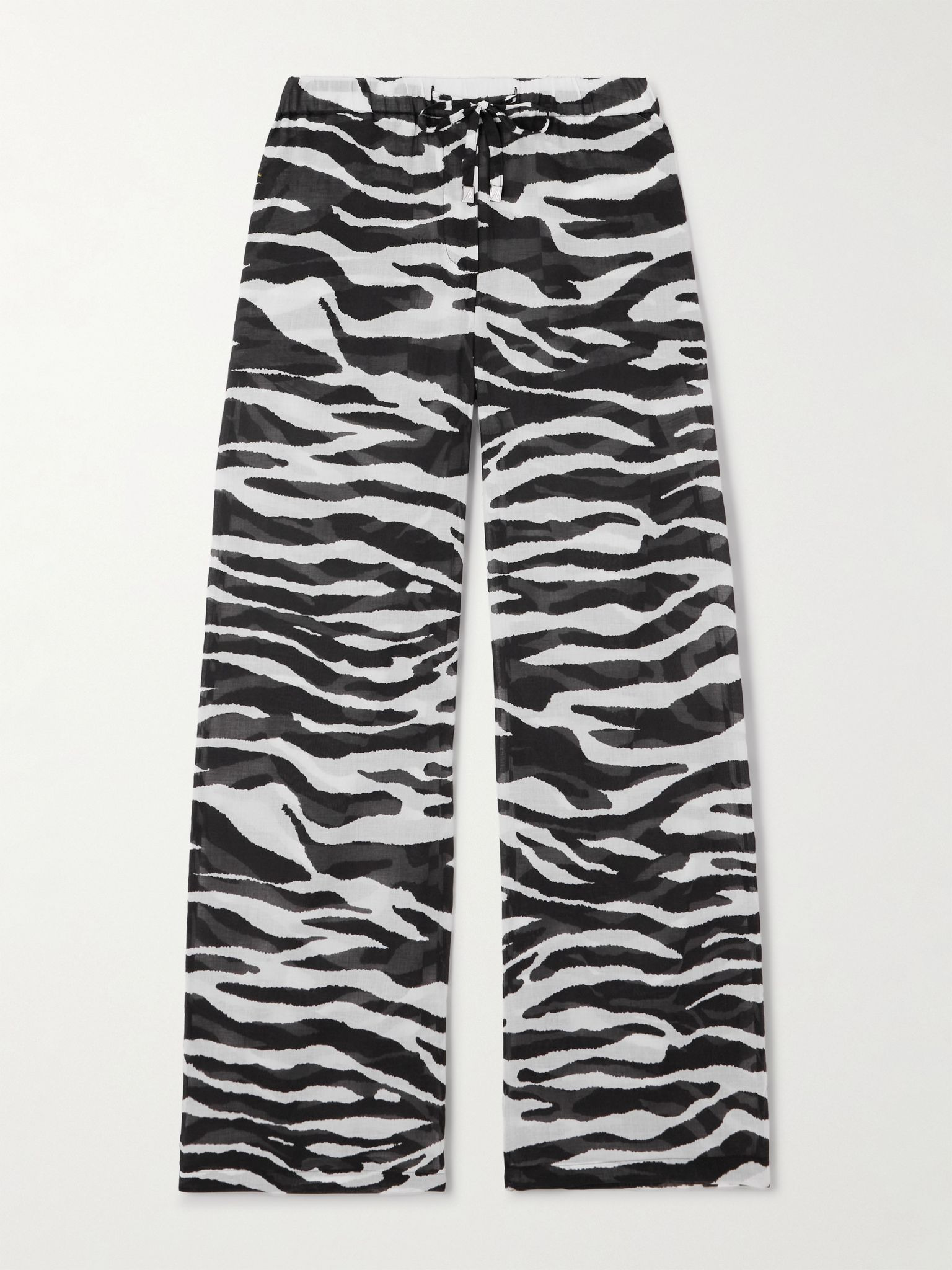Zebra-print cotton-voile wide-leg pants Zebra print - 1