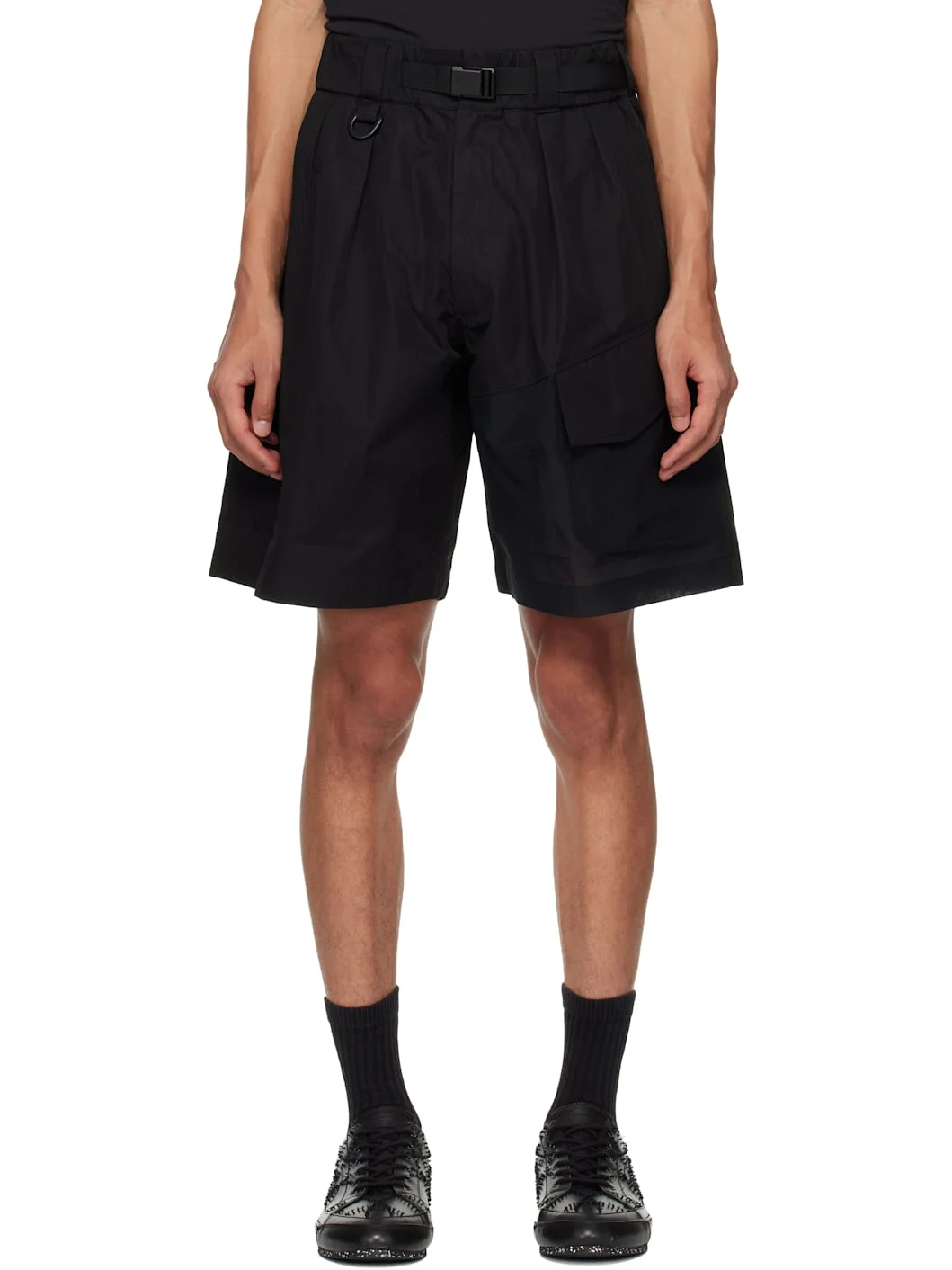 Black UT Wideleg Cargo Shorts - 1