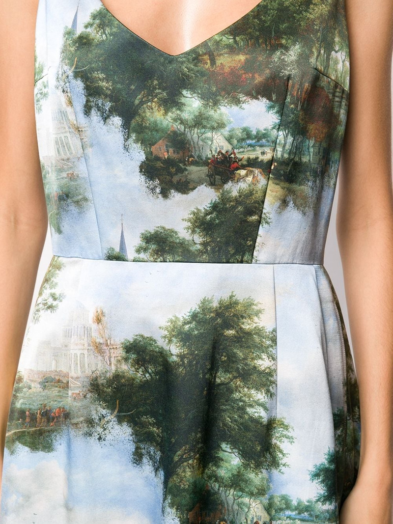 landscape print A-line dress 5