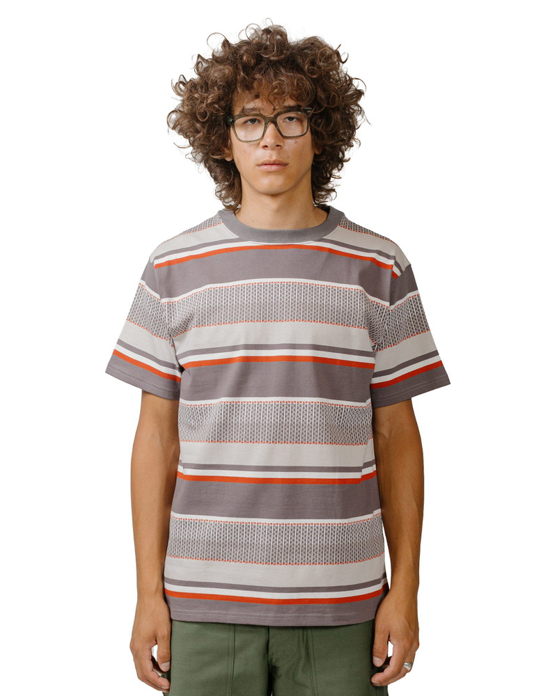 The Real McCoys MC24017 Jacquard Knit Stripe Tee Gray outlook
