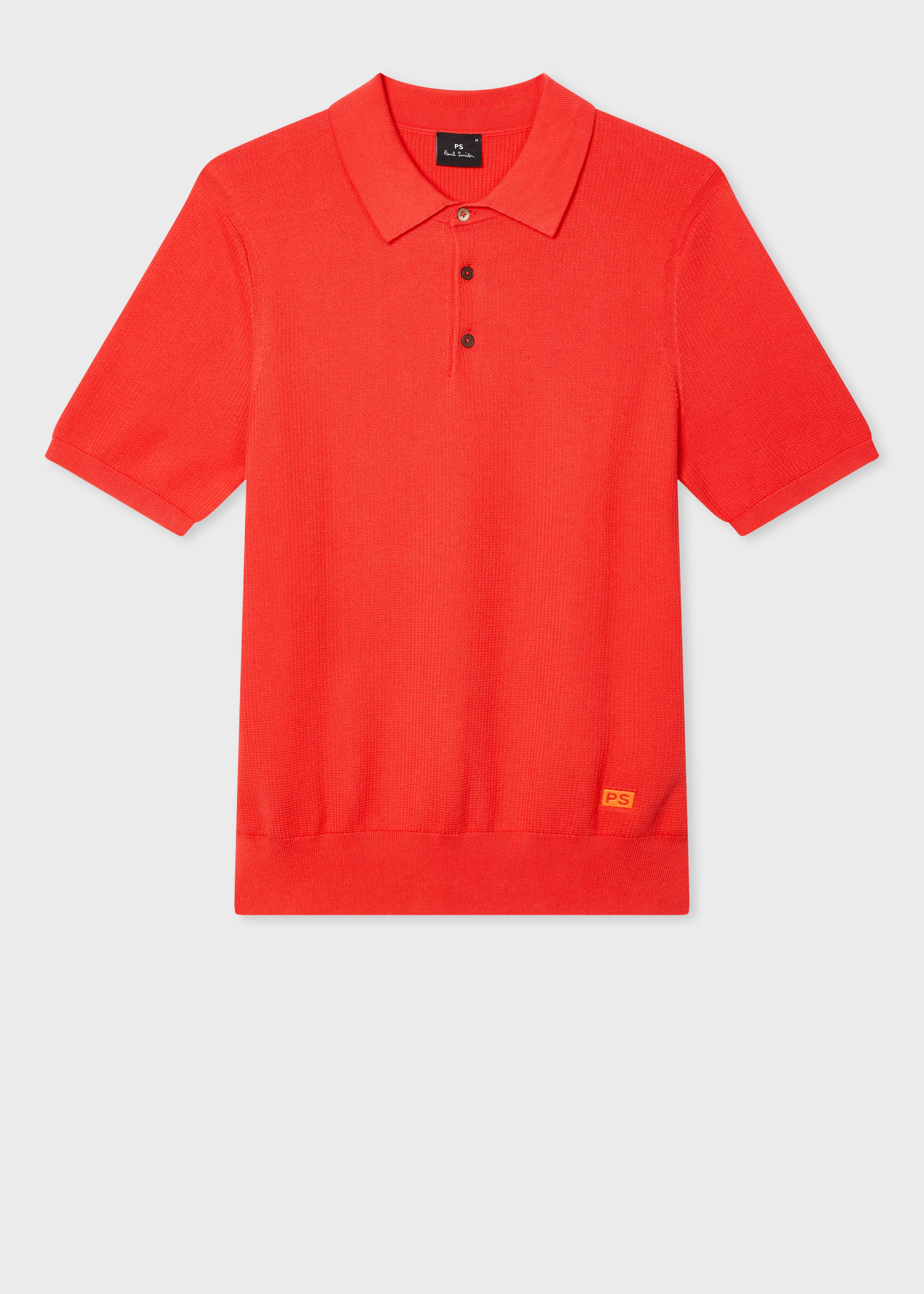 Coral Textured Cotton Knitted Polo Shirt - 1